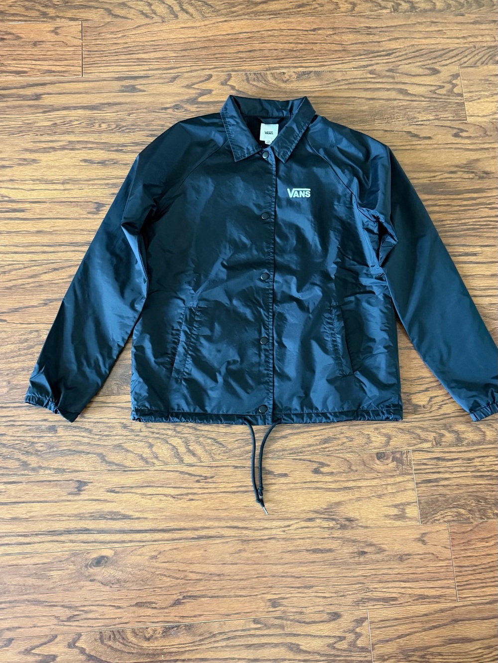 Unisex Vans XS Vintage Black Windbreaker Jacket with White Logo